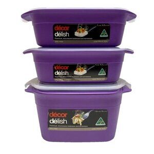 Decor Delish Premium Microwave Cookware Serveware 6-Piece Set Purple 1.9L/8 Cup
